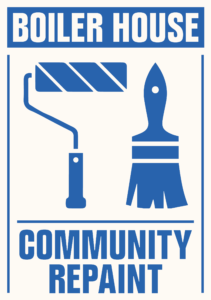 the front of a flyer advertising the community repaint initiative at Boiler House